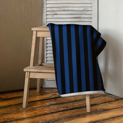 Arden Nevermore Blue & Black Stripe Beach & Bath Towel | Pinup Couture Home