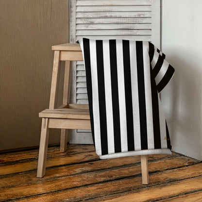 Arden Black & White Mark Stripe Beach & Bath Towel | Pinup Couture Home