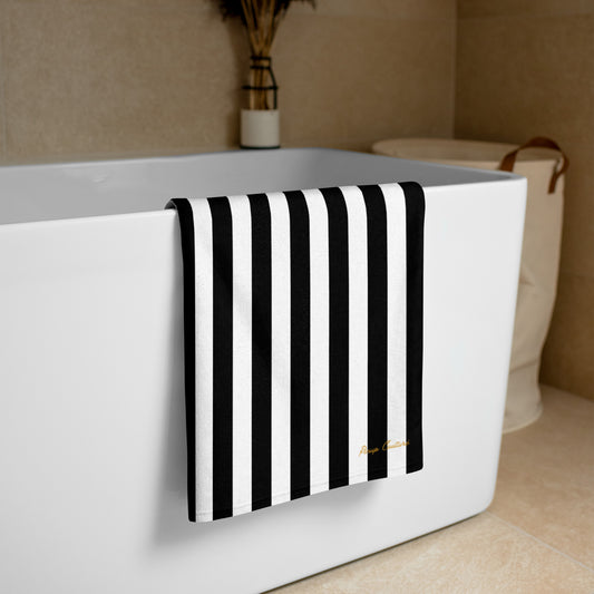 Arden Black & White Mark Stripe Beach & Bath Towel | Pinup Couture Home