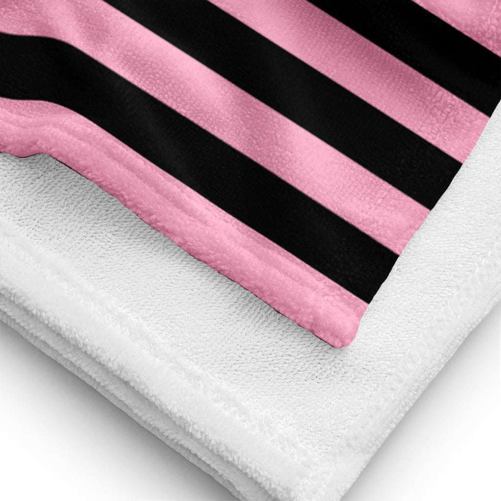 Arden Candy Cane Pink & Black Mark Stripe Beach & Bath Towel