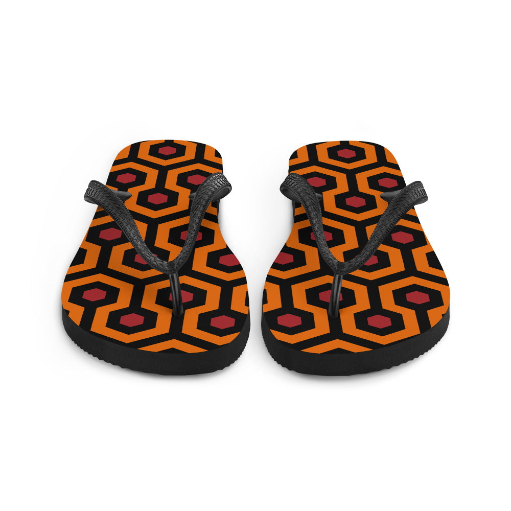Amie Thong Flip-Flop Beach Sandals in Hotel Hexagon Print