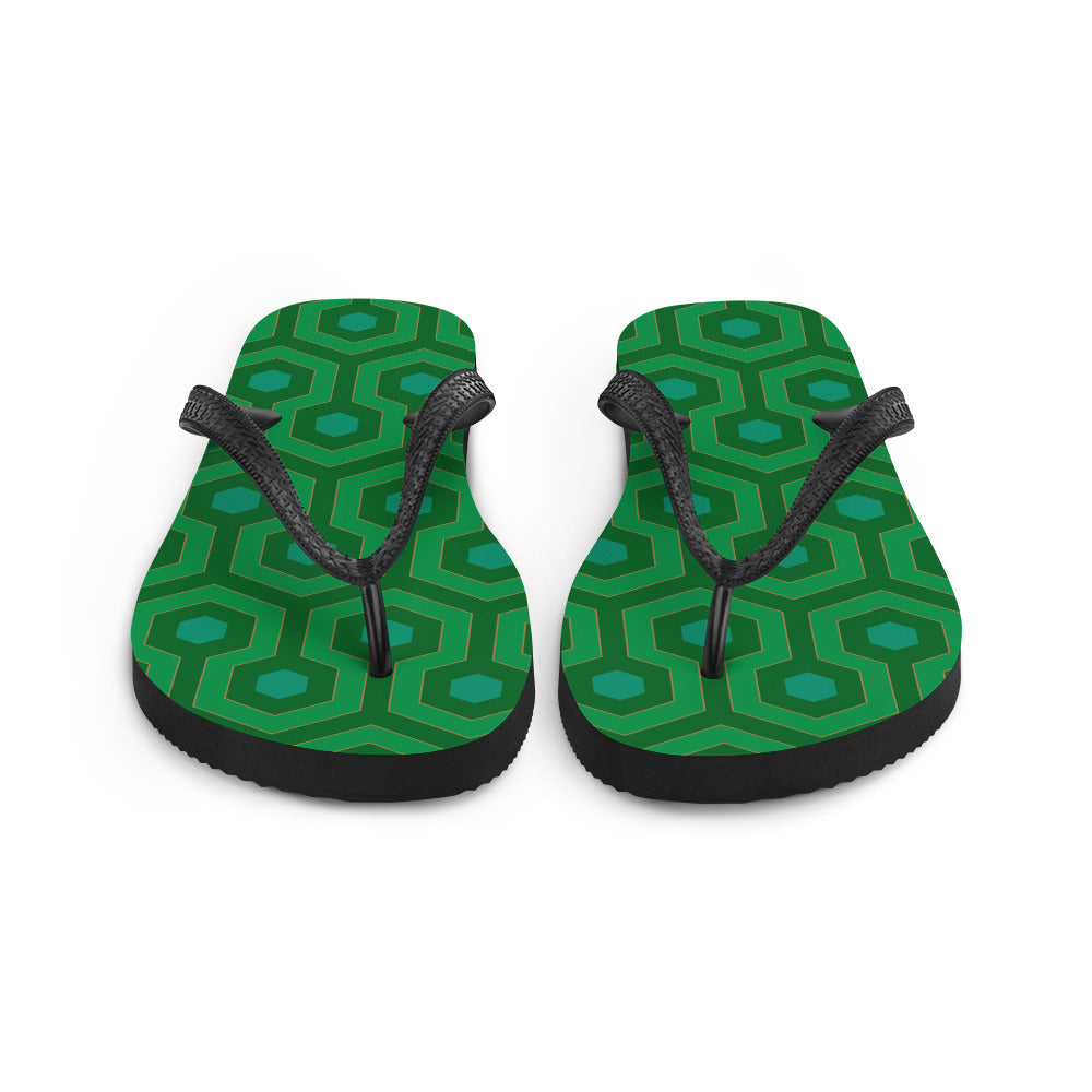 Amie Thong Flip-Flop Beach Sandals in Green Hotel Hexagon