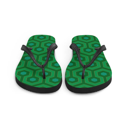 Amie Thong Flip-Flop Beach Sandals in Green Hotel Hexagon | Pinup Couture Relaxed