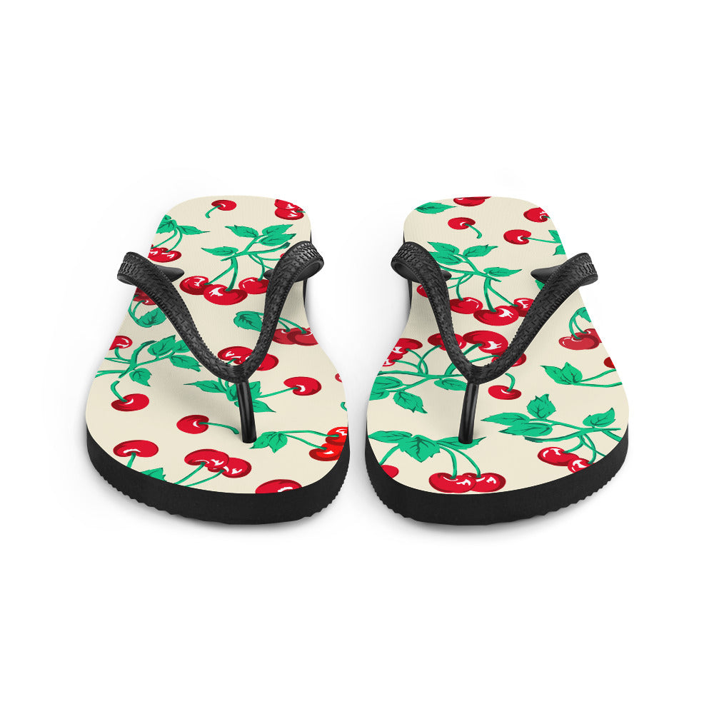 Amie Thong Flip-Flop Casual Sandals in Antique Ivory Cherry Girl