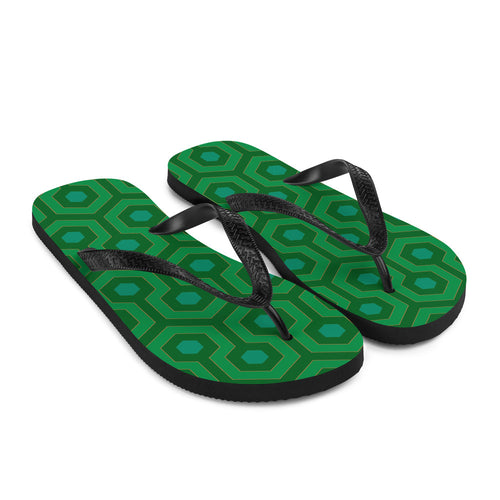 Amie Thong Flip-Flop Beach Sandals in Green Hotel Hexagon