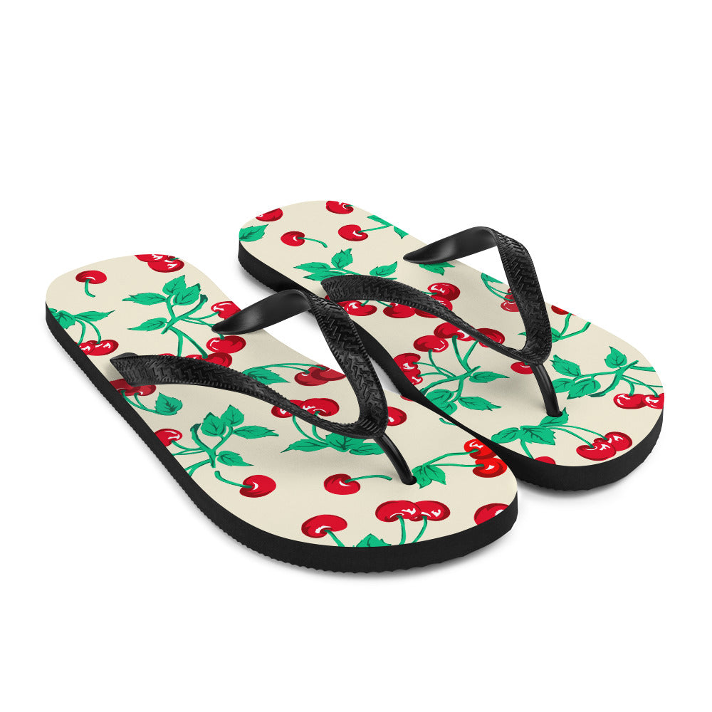 Amie Thong Flip-Flop Casual Sandals in Antique Ivory Cherry Girl