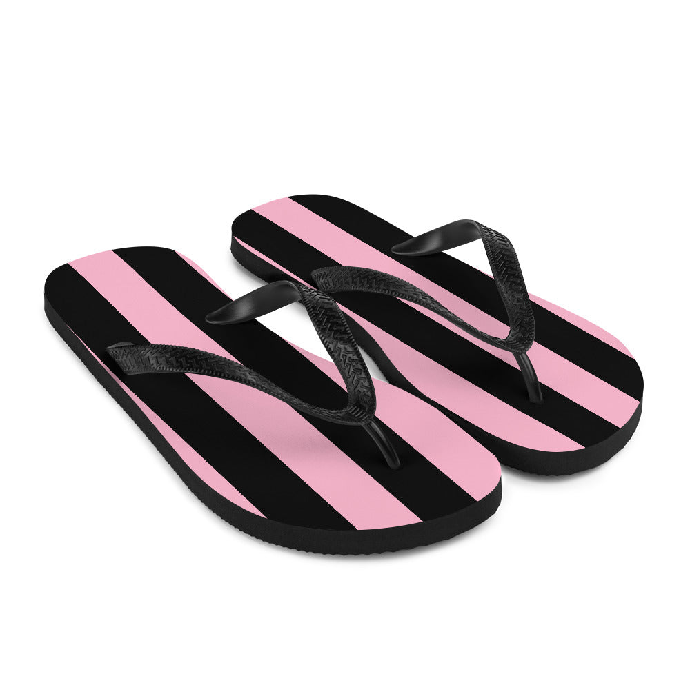 Amie Thong Flip-Flop Beach Sandals in Cotton Candy Mark Stripe