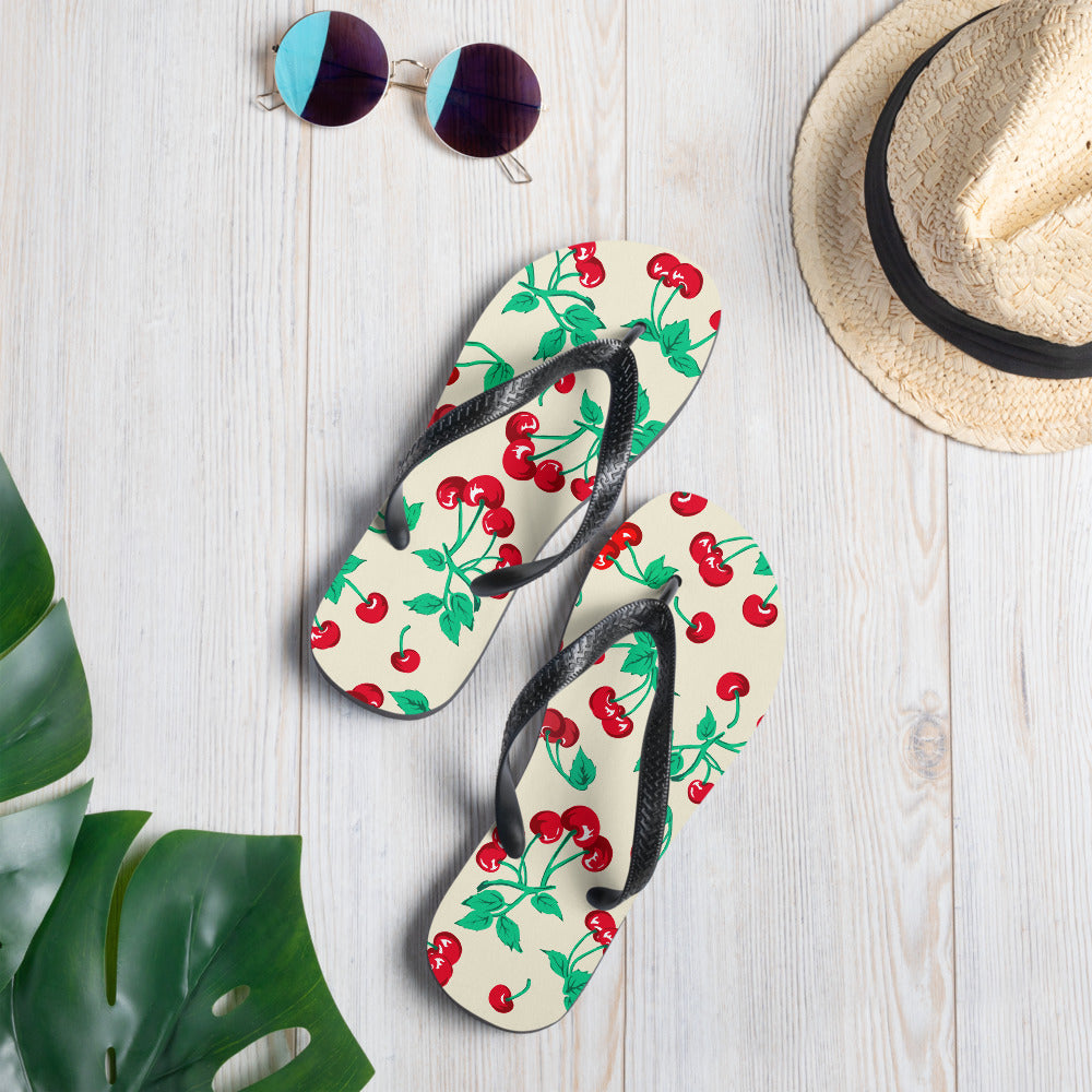 Amie Thong Flip-Flop Casual Sandals in Antique Ivory Cherry Girl