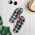 Amie Thong Flip-Flop Beach Sandals in Cherry Girl Black Gingham
