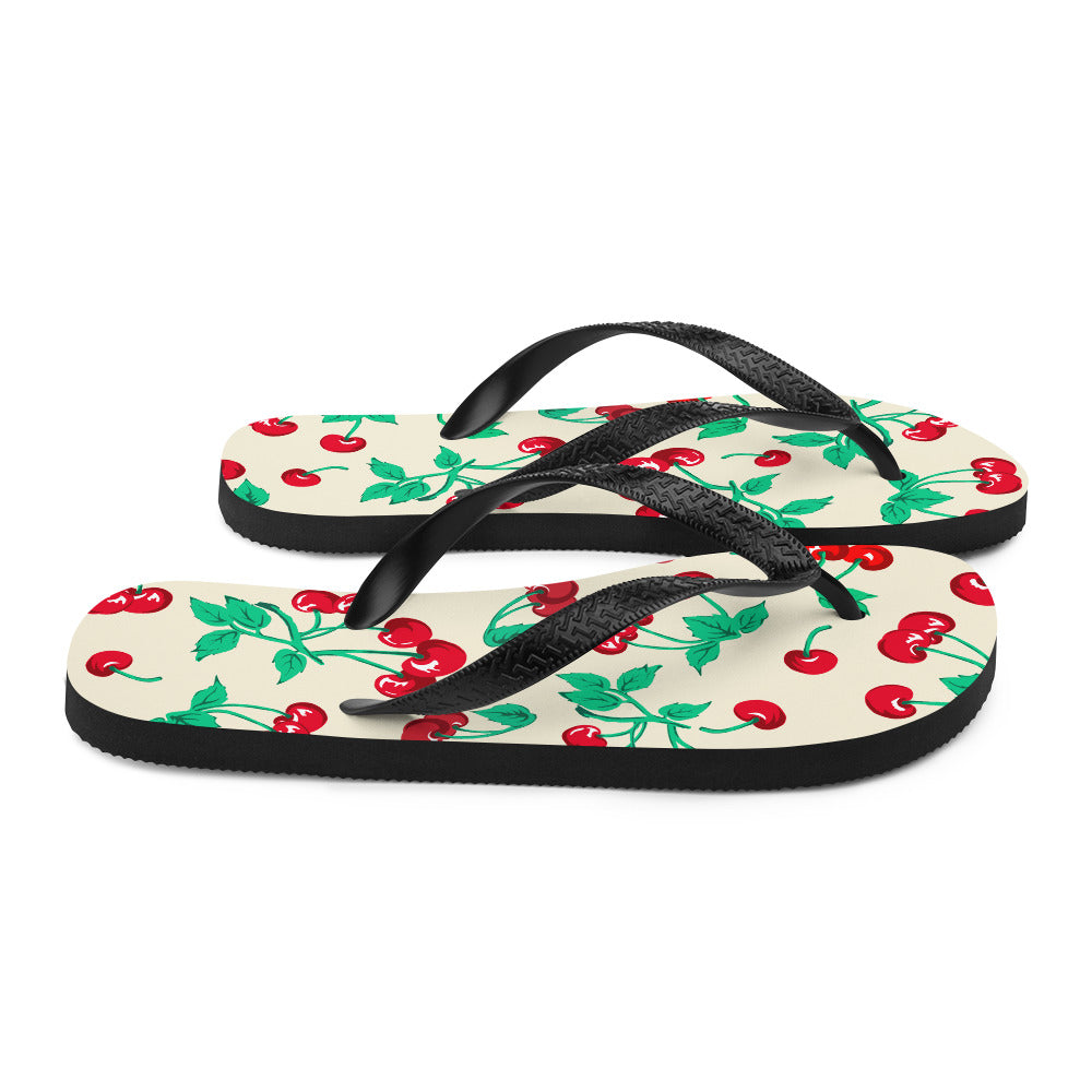 Amie Thong Flip-Flop Casual Sandals in Antique Ivory Cherry Girl