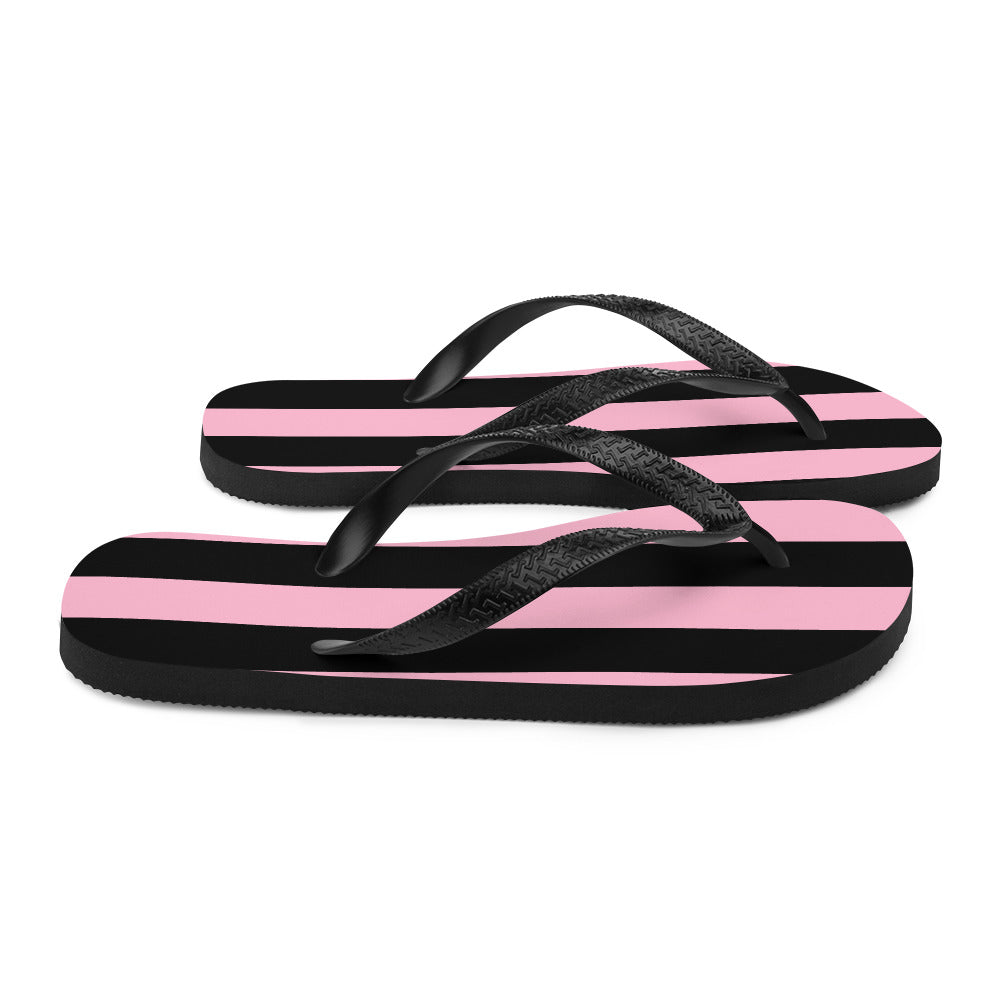 Amie Thong Flip-Flop Beach Sandals in Cotton Candy Mark Stripe