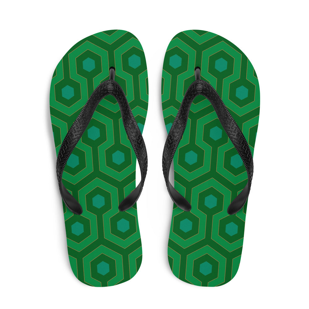 Amie Thong Flip-Flop Beach Sandals in Green Hotel Hexagon