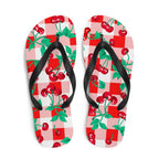 Amie Thong Flip-Flop Beach Sandals in Red Gingham Cherry Girl
