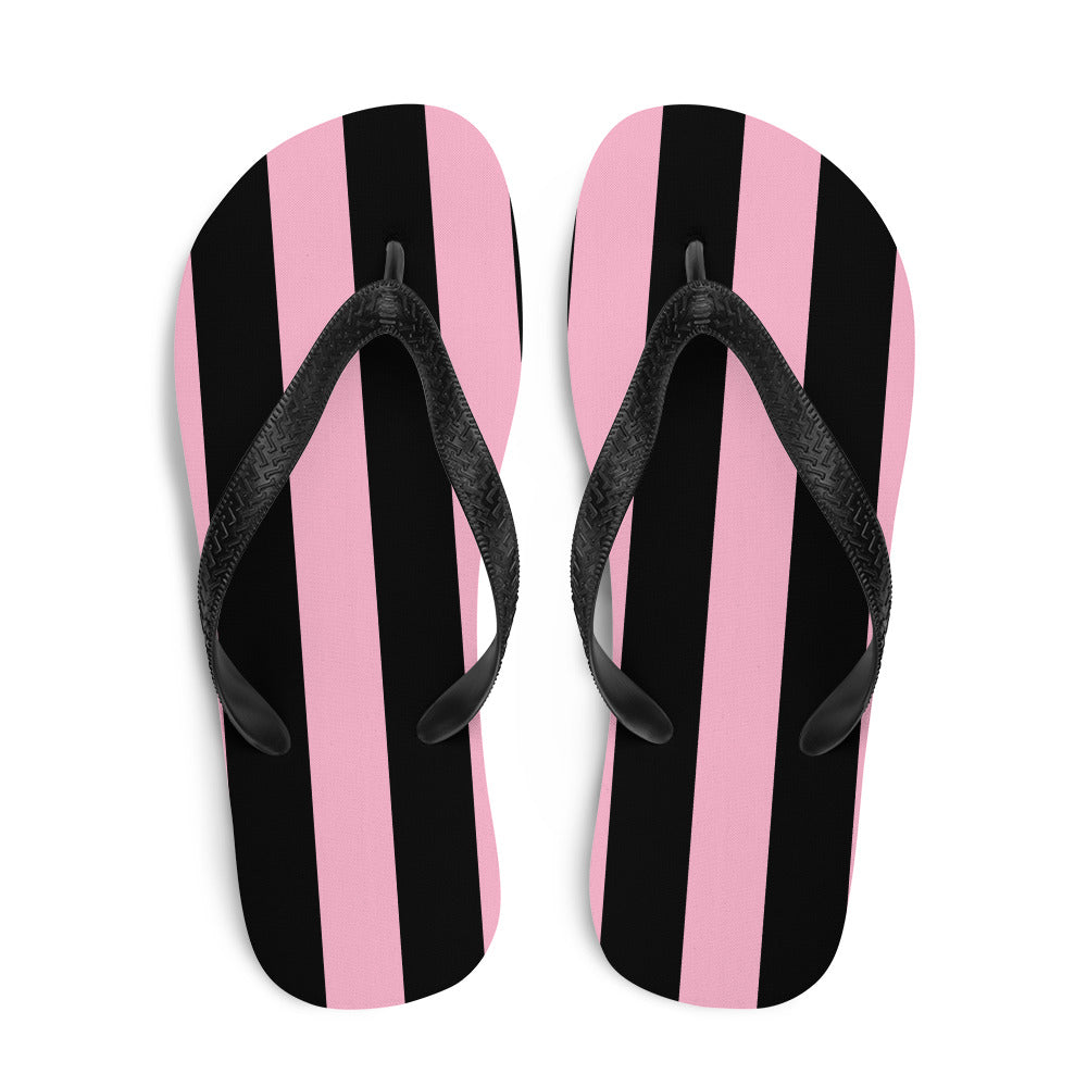 Amie Thong Flip-Flop Beach Sandals in Cotton Candy Mark Stripe