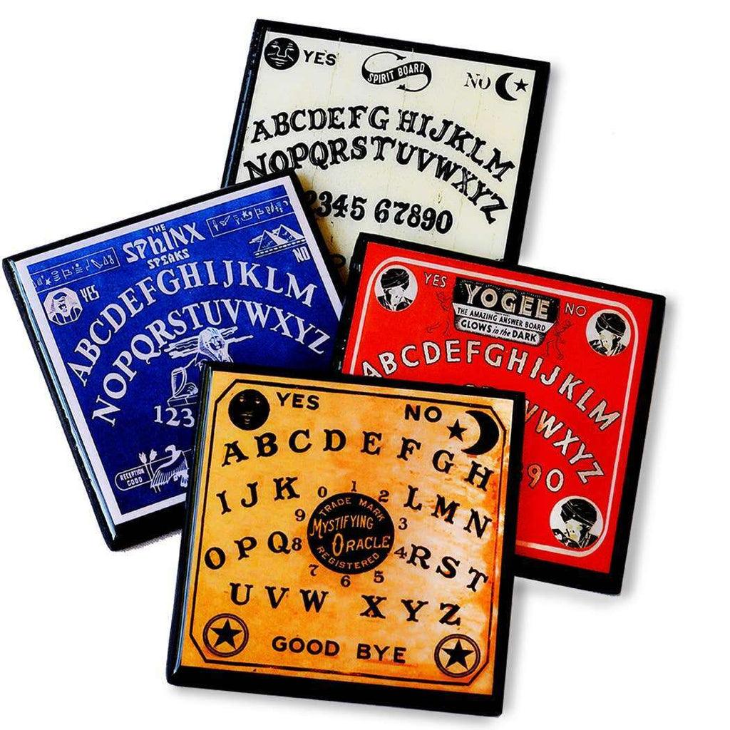 Spirit Board Coaster Set, antique spirit board graphics