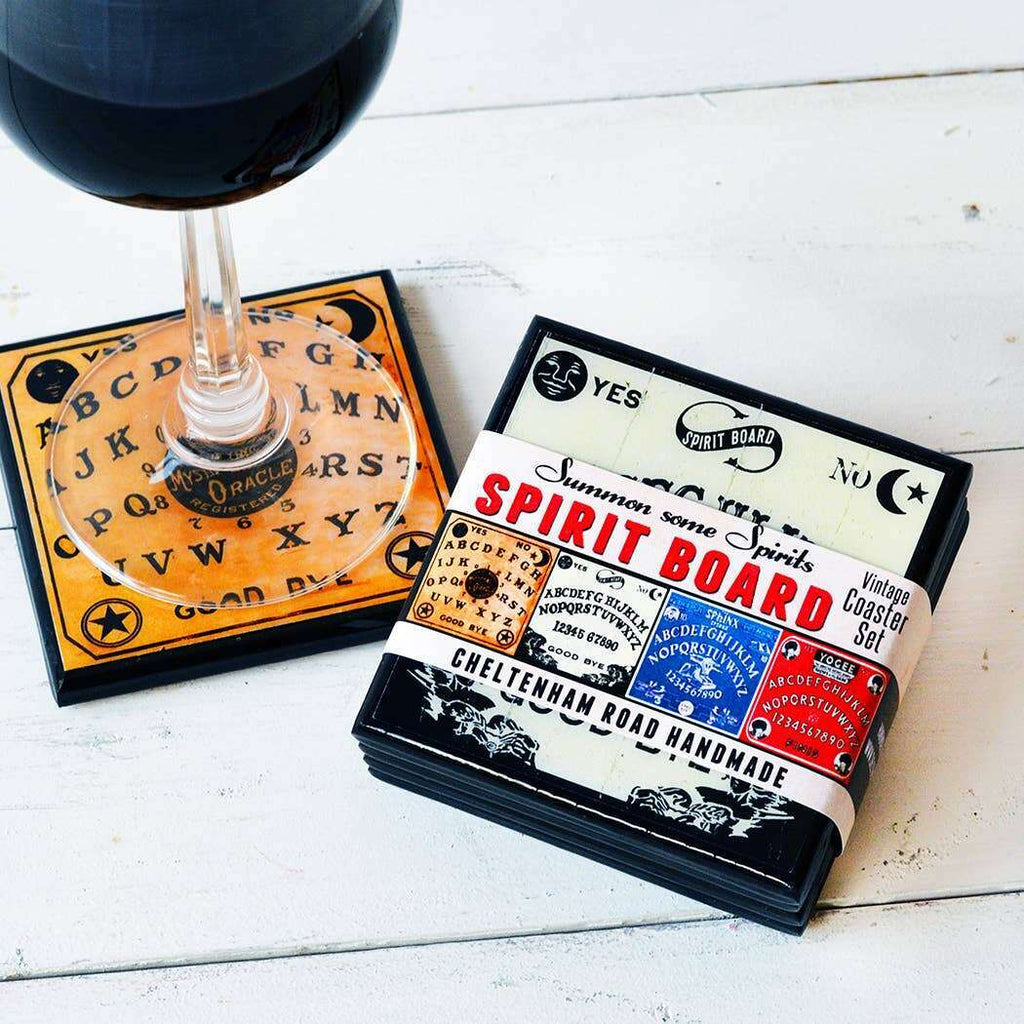 Spirit Board Coaster Set, antique spirit board graphics (view 2)