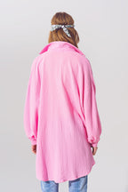 Textured Loose Fit Shirt in Pink