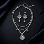 Venice Mask Earrings, silver-tone masquerade mask drops with pearl