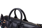 Wings black leather top handle bag, another view, by Pinup Girl Clothing