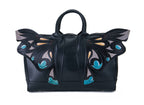 Wings black leather top handle bag with leather wings by Pinup Girl Clothing
