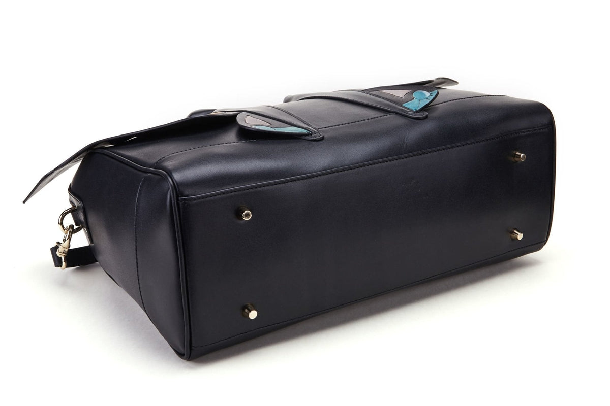 Wings black leather top handle bag, another view, by Pinup Girl Clothing