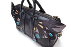 Wings black leather top handle bag, another view, by Pinup Girl Clothing