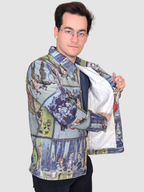 Wizard of Oz Denim Jacket pulled open to show the light inside