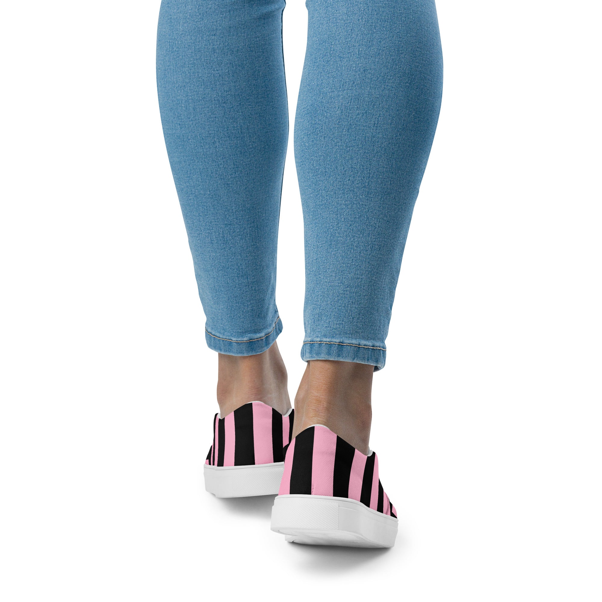 Candy Cane Mark Stripe Women’s Canvas Slip-On Flat Deck Shoe