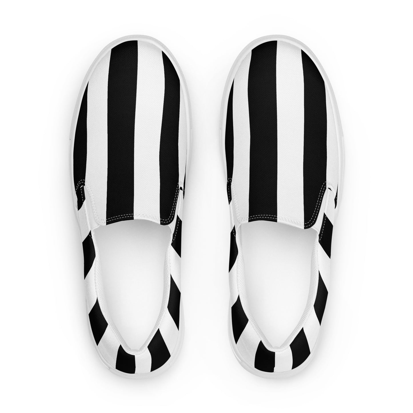 Black & White Mark Stripe Women’s Canvas Slip-On Flat Deck Shoe | Pinup Couture Relaxed