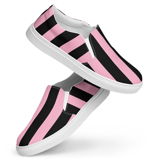 Candy Cane Mark Stripe Women’s Canvas Slip-On Flat Deck Shoe | Pinup Couture Relaxed
