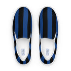 Nevermore Blue & Black Mark Stripe Women’s Canvas Slip-On Flat Deck Shoe