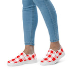 Cherry Red Vintage Gingham Women’s Canvas Slip-On Flat Deck Shoe | Dorothy Shoes