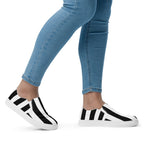 Black & White Mark Stripe Women’s Canvas Slip-On Flat Deck Shoe