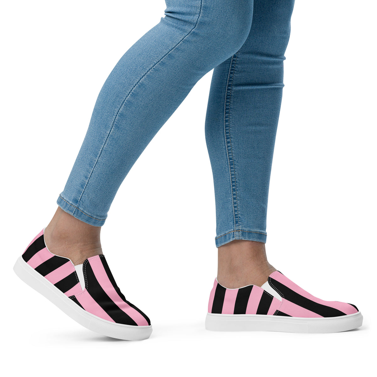 Candy Cane Mark Stripe Women’s Canvas Slip-On Flat Deck Shoe