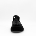 Zola black leather T-strap Mary Jane with a lug sole platform