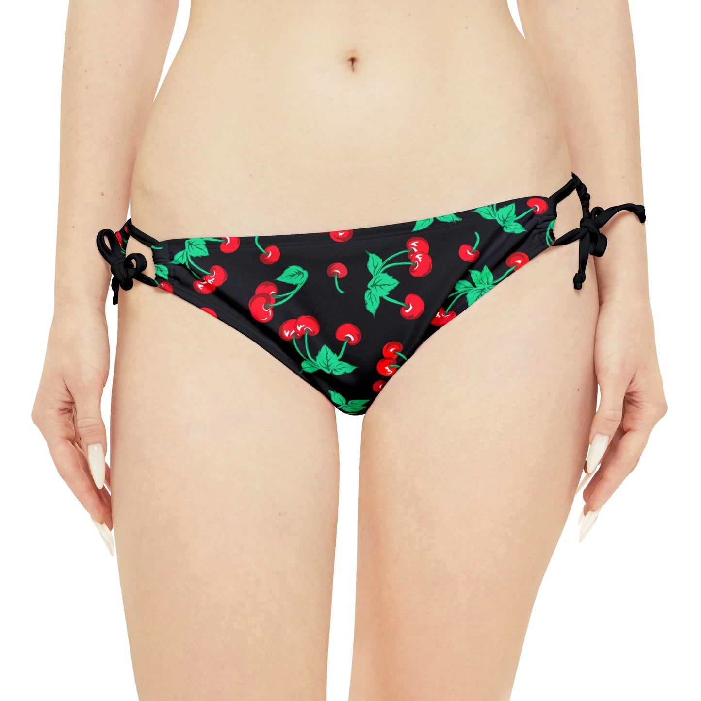Alex Strappy Bikini Set in Black Vintage Cherry Print| Pinup Couture Swim