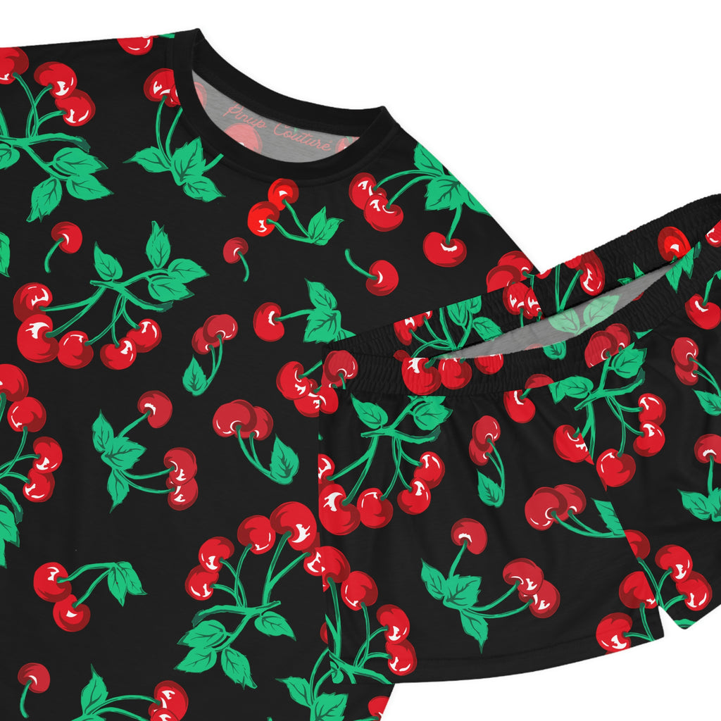 TGIF Sleepover PJs in Black Cherry Girl Tee & Pajama Shorts-Set