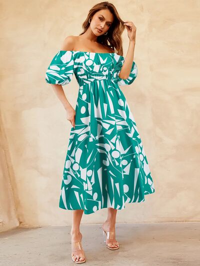 Peggy Printed Off-Shoulder Balloon Sleeve Dress | 4 Colors