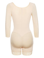 Jess Full Size Zip Up Lace Detail Long Sleeve Shapewear | 2 Colors
