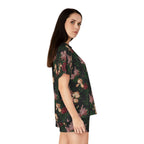 TGIF Sleepover PJs in Dark Bella Roses Tee & Pajama Shorts-Set.