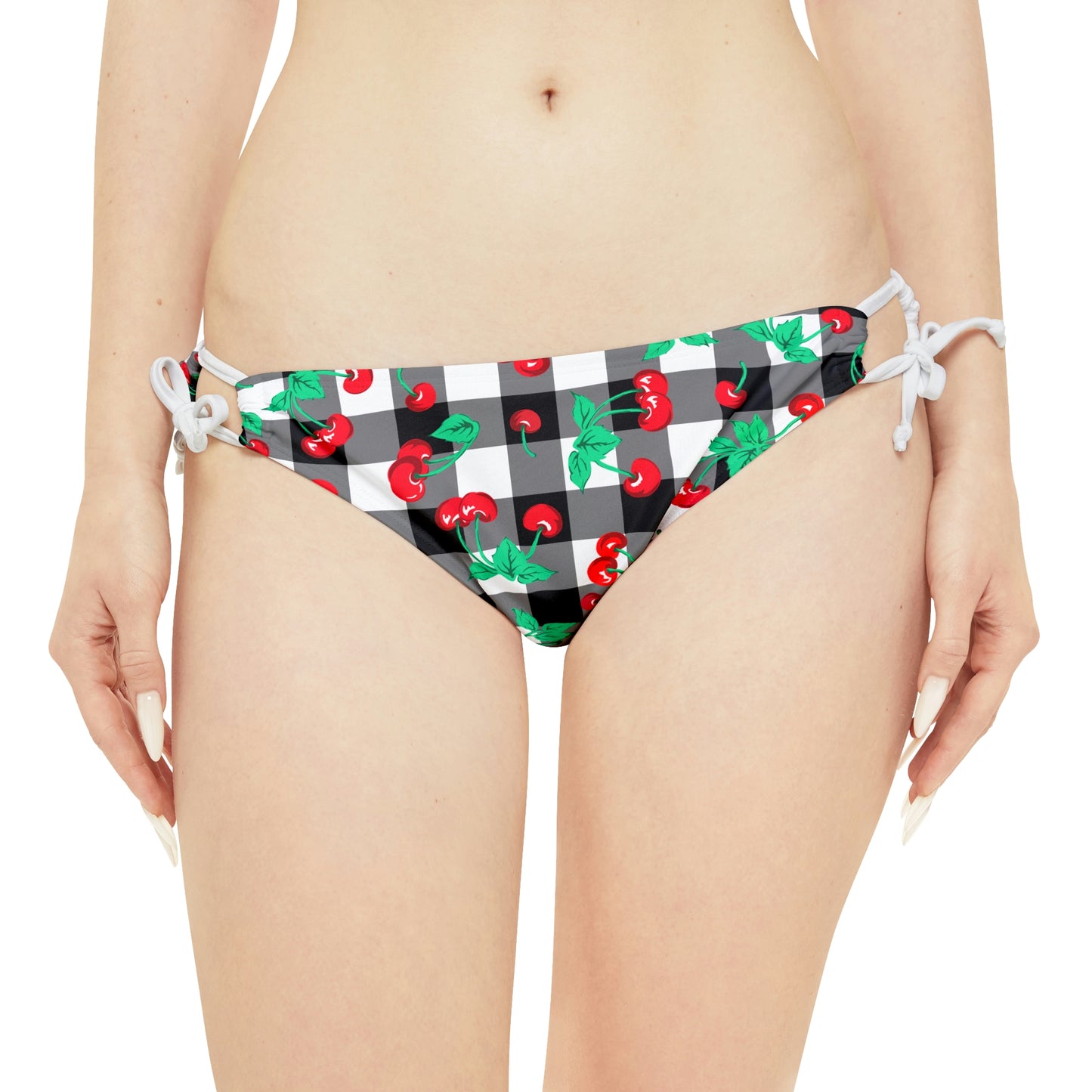 Alex Black Gingham Cherry Girl Strappy Bikini Set | Pinup Couture Swim
