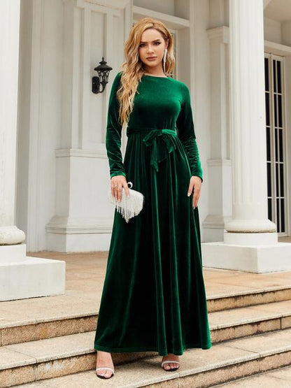 Luana First Lady Round Neck Long Sleeve Maxi Dress | 6 Colors