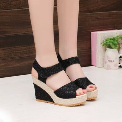 Phoebe Lace Detail Open Toe High Heel Sandals | 2 Colors