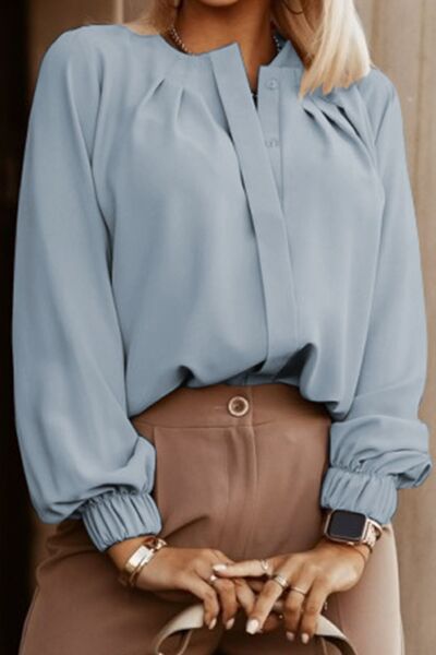 The Perfect Work Shirt - Miranda Button Up Pleated Long Sleeve Blouse | 6 colors