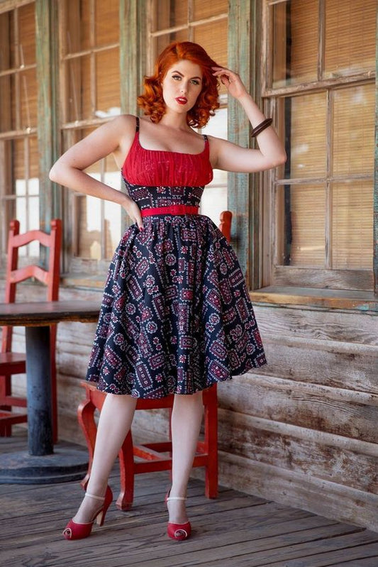 Final Sale - Holly Swing Dress in Bandana Print Cotton Sateen | Pinup Couture