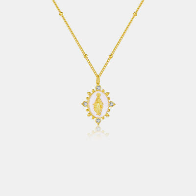 Holy Mary 18K Gold-Plated Spring Ring Closure Pendant Necklace