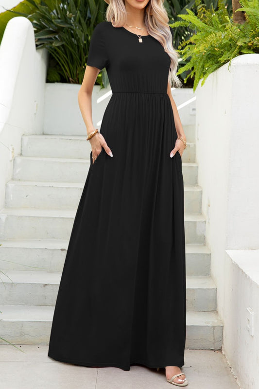 Corinna Perfect Little Casual Maxi Tee Dress with Pockets | 4 Colors