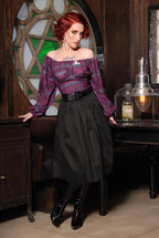 Bella Vintage Gathered Swing Skirt in Solid Black Cotton Sateen | Pinup Couture - pinupgirlclothing.com