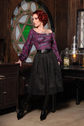 Bella Vintage Gathered Swing Skirt in Solid Black Cotton Sateen | Pinup Couture - pinupgirlclothing.com