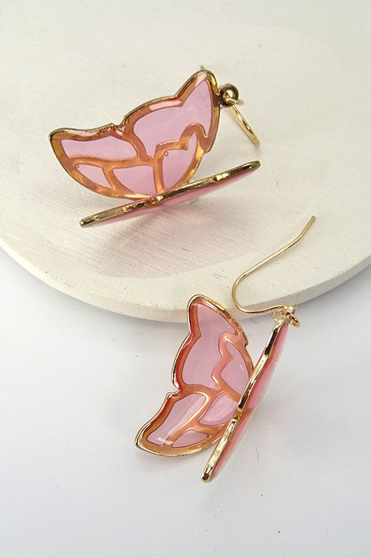Pink Acrylic Butterfly Earrings